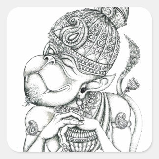 Sticker Carré Hanuman, Dieu singe