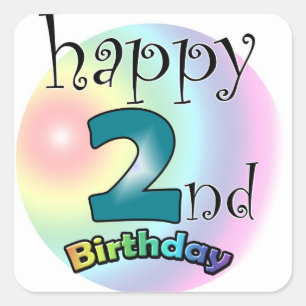 Sticker Carré Happy 2nd Birthday