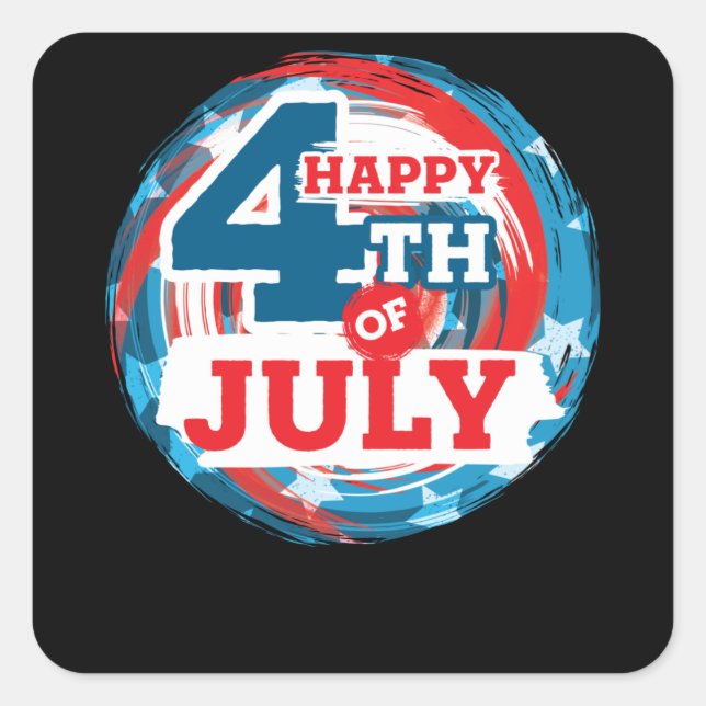 Sticker Carré Happy 4 juillet - drapeau américain Couleur (Devant)