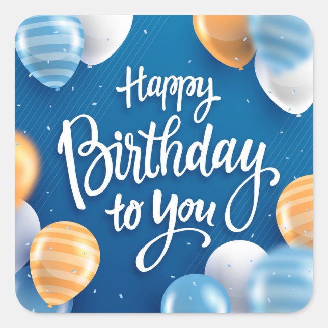 Sticker Carré Happy Birthday to You (Devant)