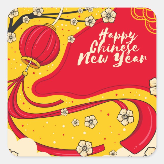 Sticker Carré Happy Chinese New Year (Devant)