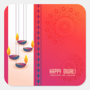 Sticker Carré Happy Diwali - Festival of Lights