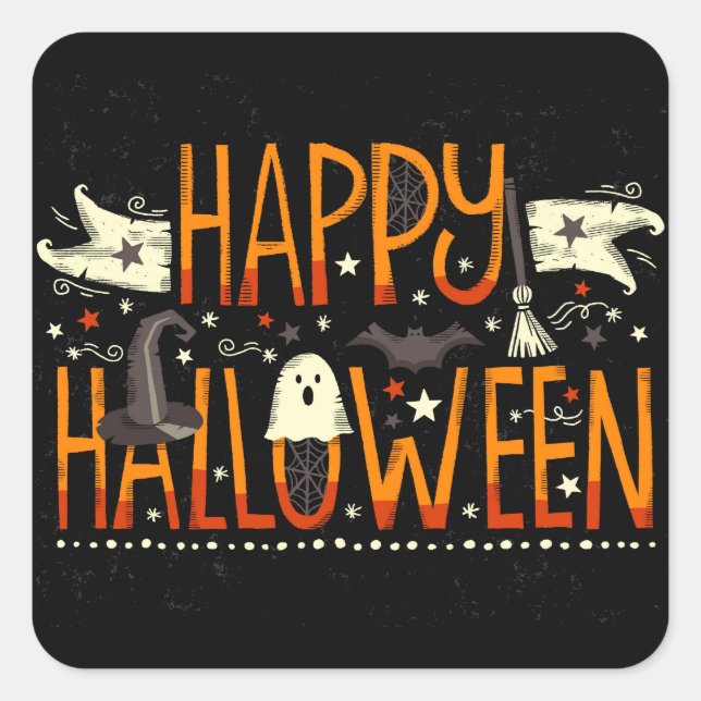 Sticker Carré Happy Halloween (Devant)
