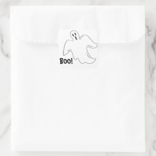 Sticker Carré Happy Halloween Boo Éffrayant Ghost Haunted House