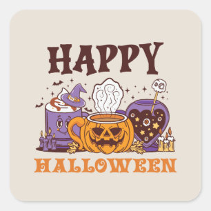Sticker Carré Happy Halloween café brasse