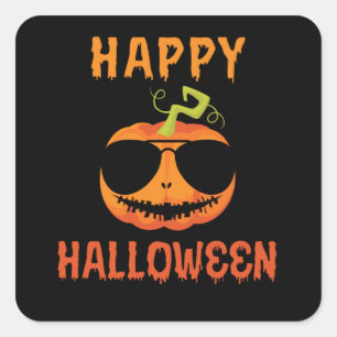 Sticker Carré Happy Halloween le plus froid Citrouille