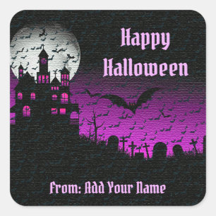 Sticker Carré Happy Halloween temps Éffrayant