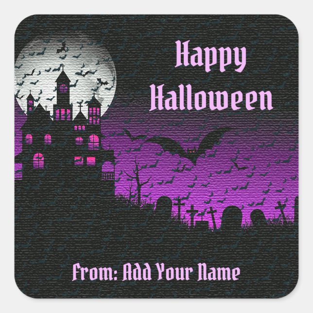 Sticker Carré Happy Halloween temps Éffrayant (Devant)