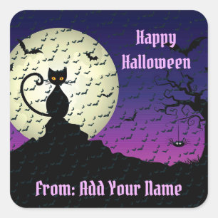 Sticker Carré Happy Halloween temps Éffrayant