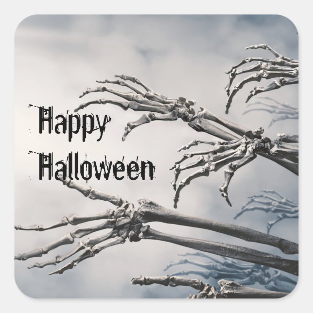 Sticker Carré Happy Halloween Zombie Skeleton effrayant Éffrayan (Devant)