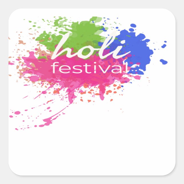 Sticker Carré Happy Holi (Devant)
