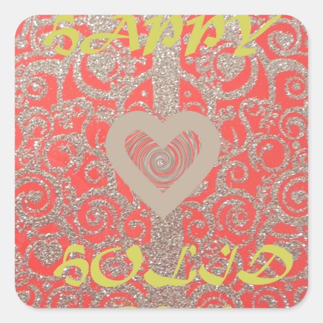Sticker Carré Happy Holidays Parties scintillant rouge design co (Devant)