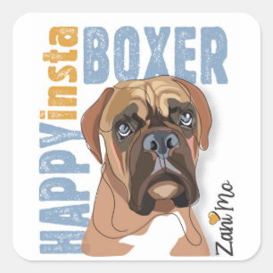 Sticker Carré Happy Insta Boxer - Zani Mo Dog