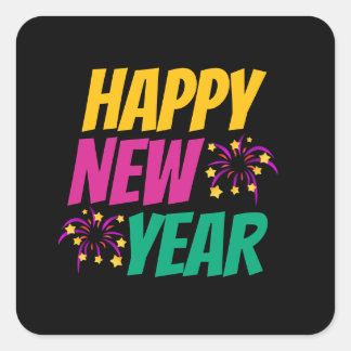 Sticker Carré Happy New Year