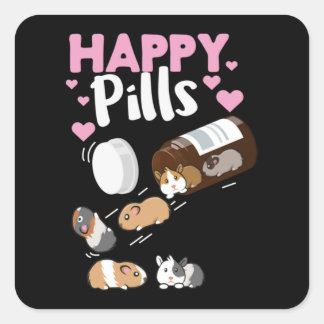 Sticker Carré Happy Pill Guinée Pig