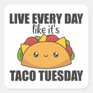 Sticker Carré Happy Taco Tuesday - Mexican Food