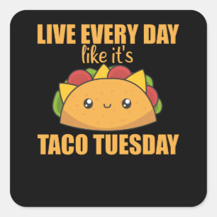 Sticker Carré Happy Taco Tuesday - Mexican Food