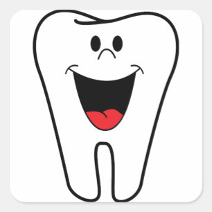 Sticker Carré Happy teeth customizable for your Dental practice