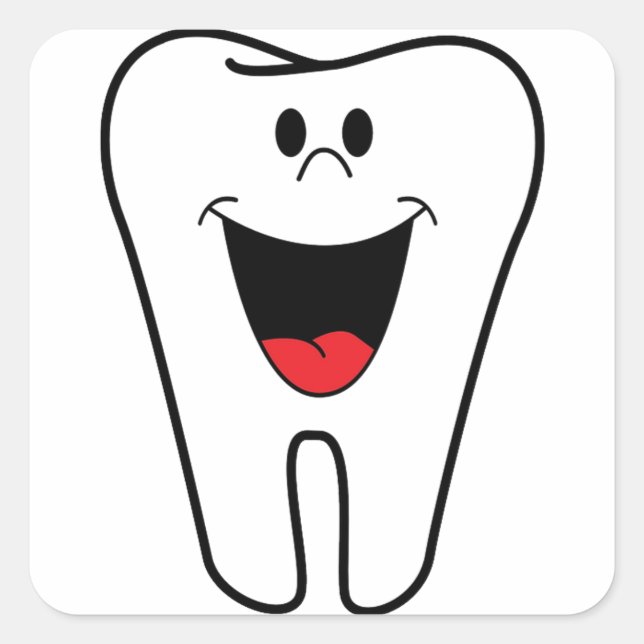 Sticker Carré Happy teeth customizable for your Dental practice (Devant)