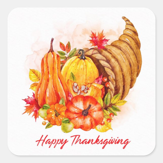 Sticker Carré Happy Thanksgiving (Devant)