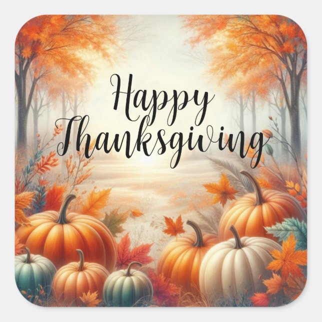 Sticker Carré Happy Thanksgiving (Devant)
