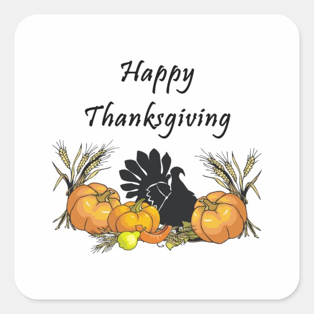 Sticker Carré Happy Thanksgiving (Devant)