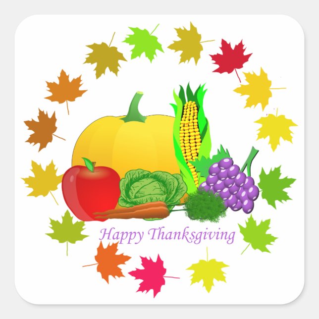 Sticker Carré Happy Thanksgiving (Devant)