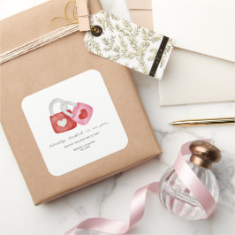 Sticker Carré Happy Valentine's Day Cute Fun Locks Hearts Custom