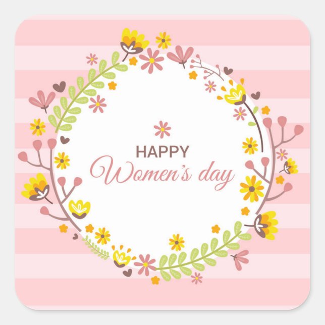 Sticker Carré Happy Women's Day (Devant)