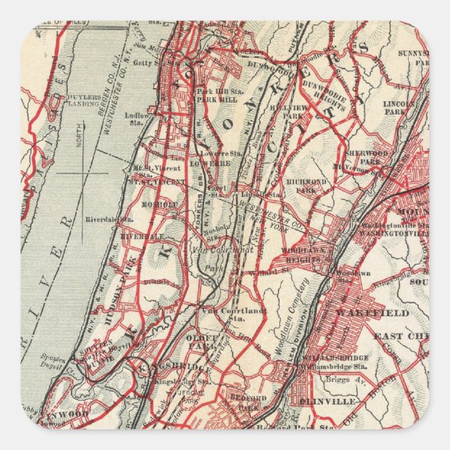 Sticker Carré Harlem, Yonkers, Pelham Manor, New York (Devant)