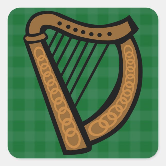 Sticker Carré Harpe celtique irlandaise (Devant)