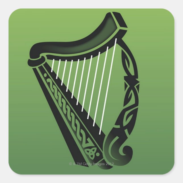 Sticker Carré Harpe irlandaise (Devant)
