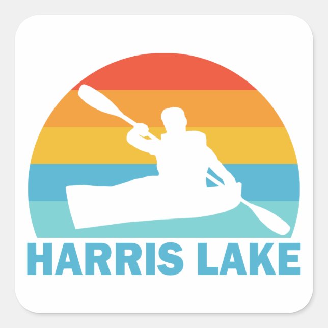 Sticker Carré Harris Lake Caroline du Nord Kayak (Devant)