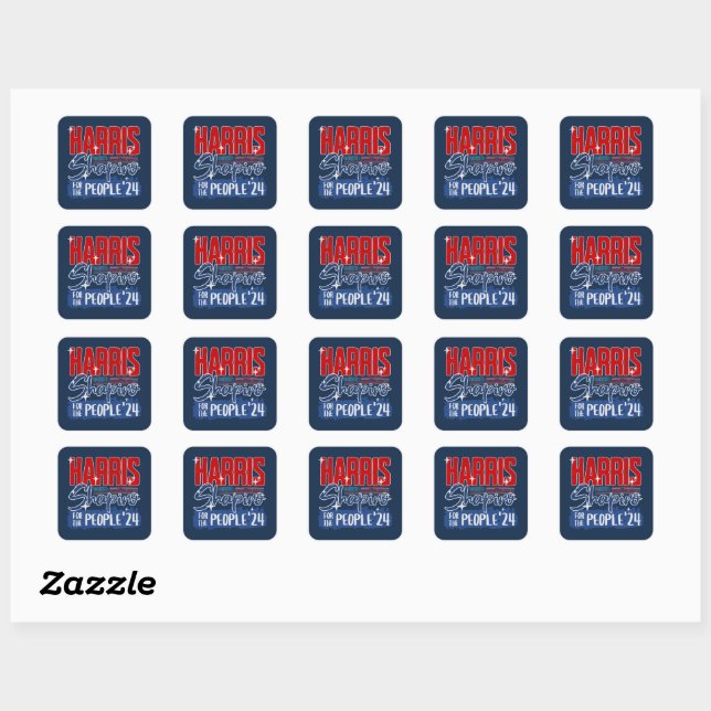Sticker Carré Harris Shapiro 2024 Pour le peuple Drapeau américa (Feuille)