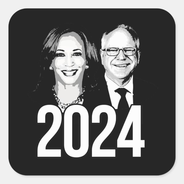 Sticker Carré Harris Walz 2024 (Devant)