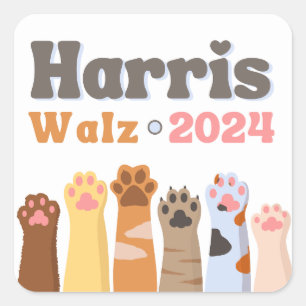 Sticker Carré Harris Walz 2024 Cat Ladies Democrat Election