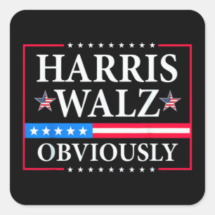 Sticker Carré Harris Walz 2024 Évidemment Tim Walz