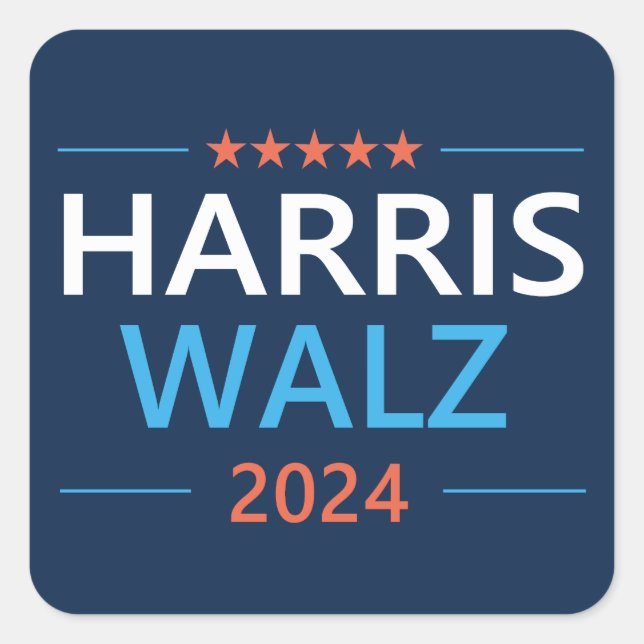 Sticker Carré Harris Walz 2024 pour le président (Devant)