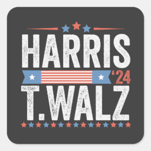 Sticker Carré Harris Walz Élection 2024 Kamala Tim Waltz