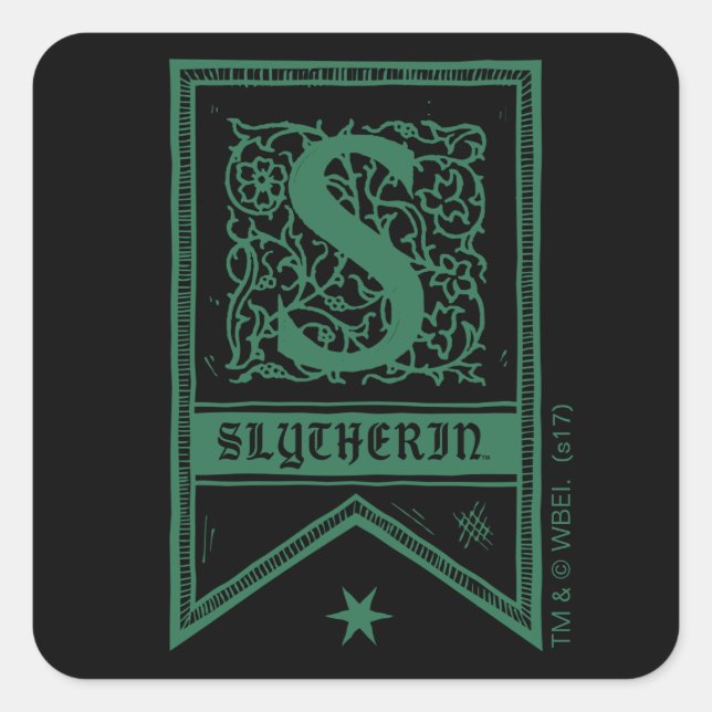 Sticker Carré Harry Potter | Bannière du monogramme de Serpentar (Devant)