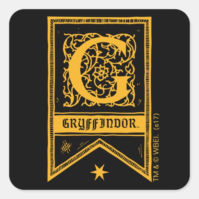 Sticker Carré Harry Potter | Bannière Monogramme Gryffindor (Devant)