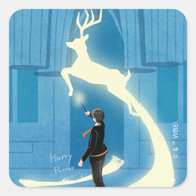 Sticker Carré HARRY POTTER™ Patronus Painting (Devant)