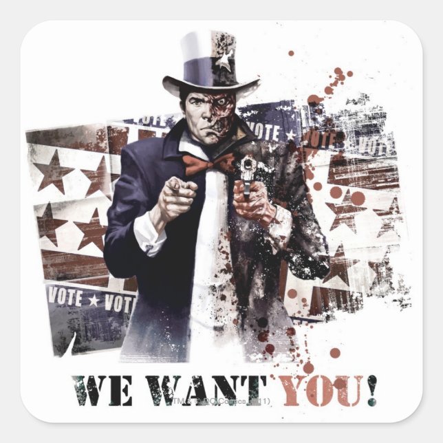 Sticker Carré Harvey Dent - Nous Vous Voulons ! (Devant)