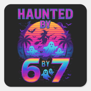 Sticker Carré Haunted par 67 Funny Halloween Meme