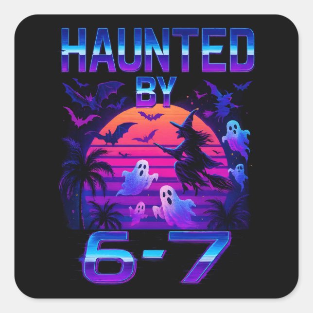 Sticker Carré Haunted par 67 Funny Halloween Meme (Devant)
