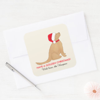 Sticker Carré Have a Golden Christmas Customized Flat Card