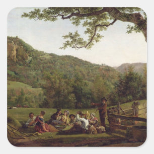 Sticker Carré Haymakers Picnick dans un champ