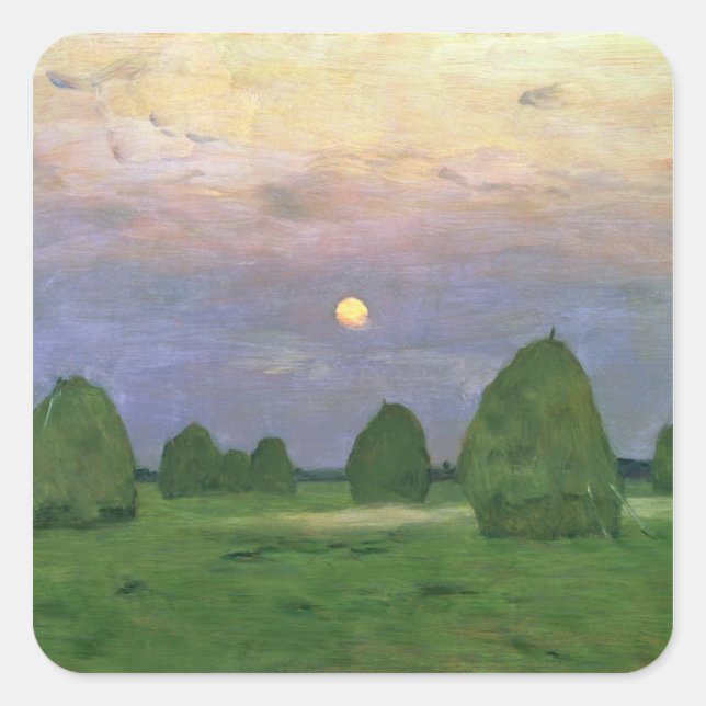 Sticker Carré Hayricks à Dusk, 1899 (Devant)