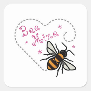 Sticker Carré Heart Bee Mine 