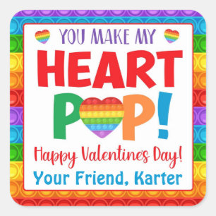 Sticker Carré Heart Pop It Kids' Valentine's Day